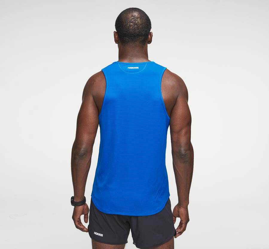 Haut Hoka One One Performance Tank Homme - Bleu - IGV-362189